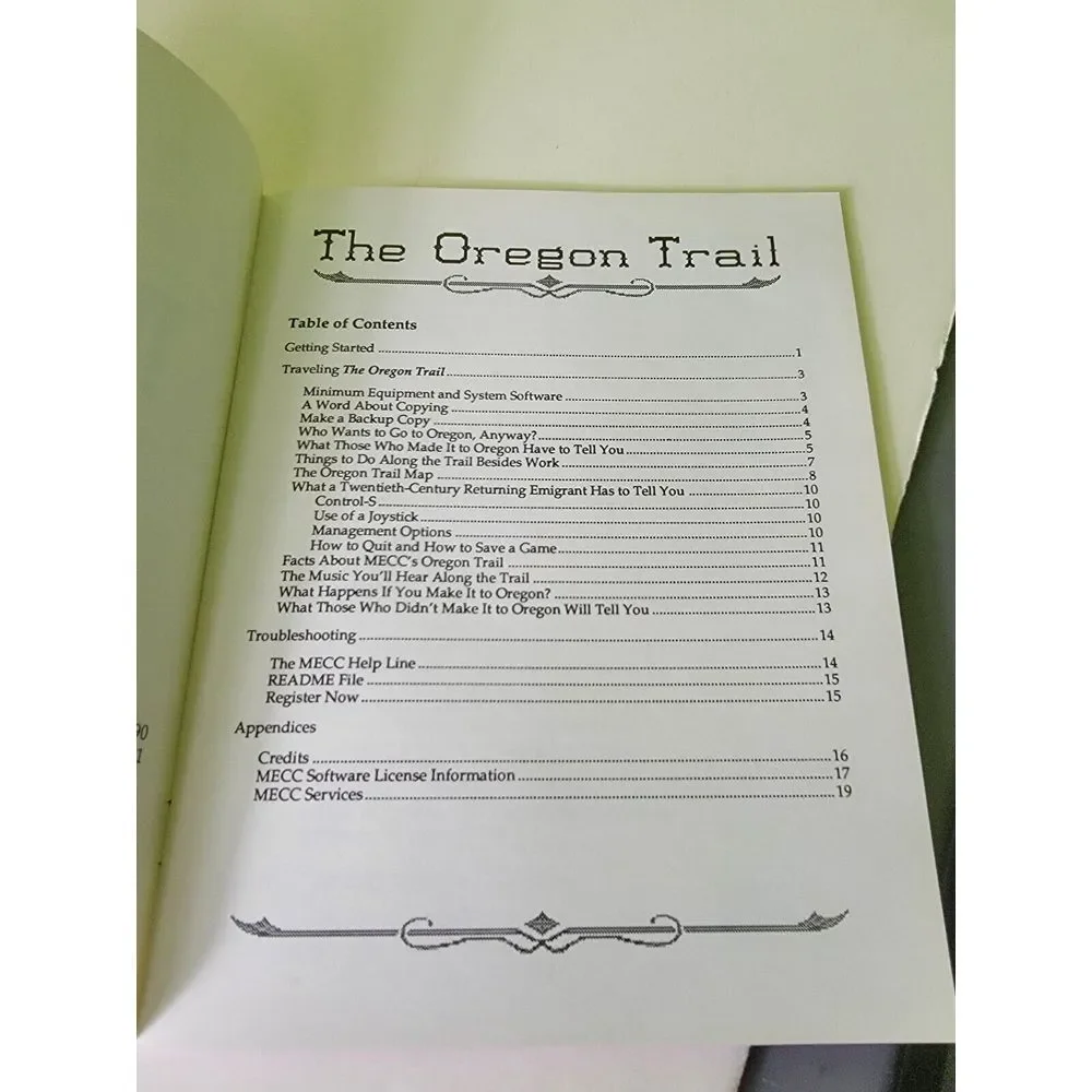 Vintage Oregon Trail Mecc User Guide Only 1990 90s PC